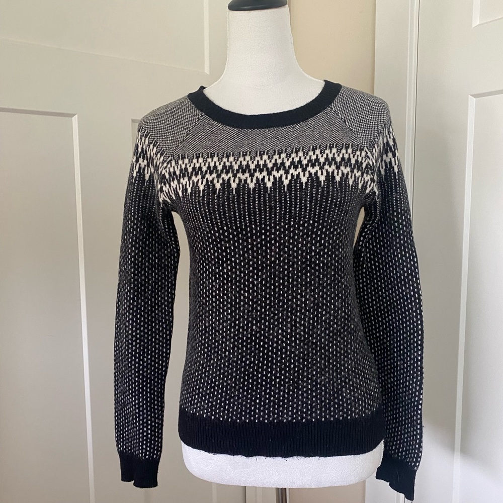 J. Crew Black and White Crew Neck Sweater
